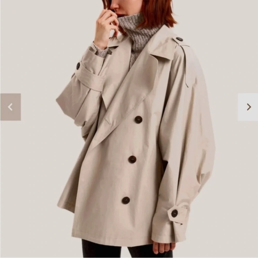 Gentle Herd Double Breasted Short Trench Coat - Picture 2 of 12